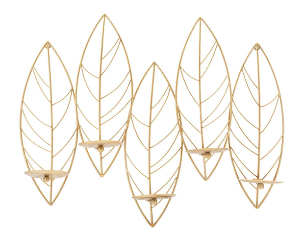 Wandkerzenhalter Blätter Gold 56 cm – Kerzenhalter