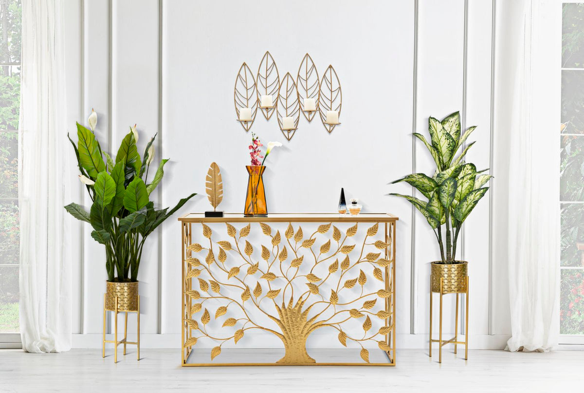 Wandkerzenhalter Blätter Gold 56 cm – Kerzenhalter