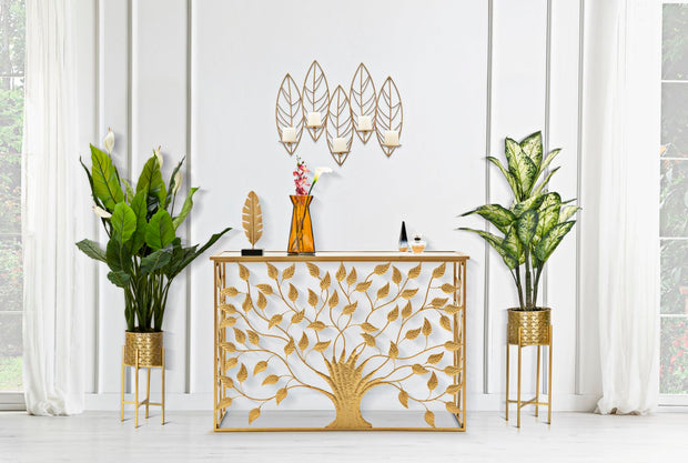Wandkerzenhalter Blätter Gold 56 cm – Kerzenhalter