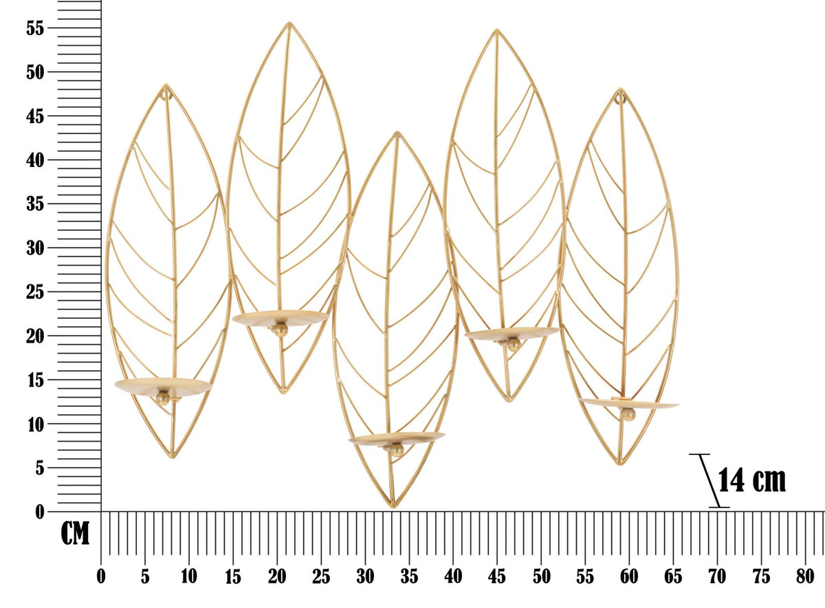 Wandkerzenhalter Blätter Gold 56 cm – Kerzenhalter