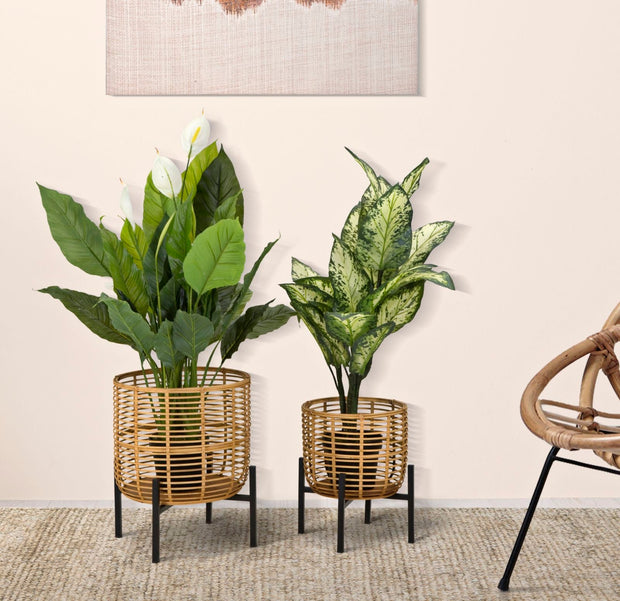 Blumenständer Rattan Bunt 47 cm – Pflanzenständer