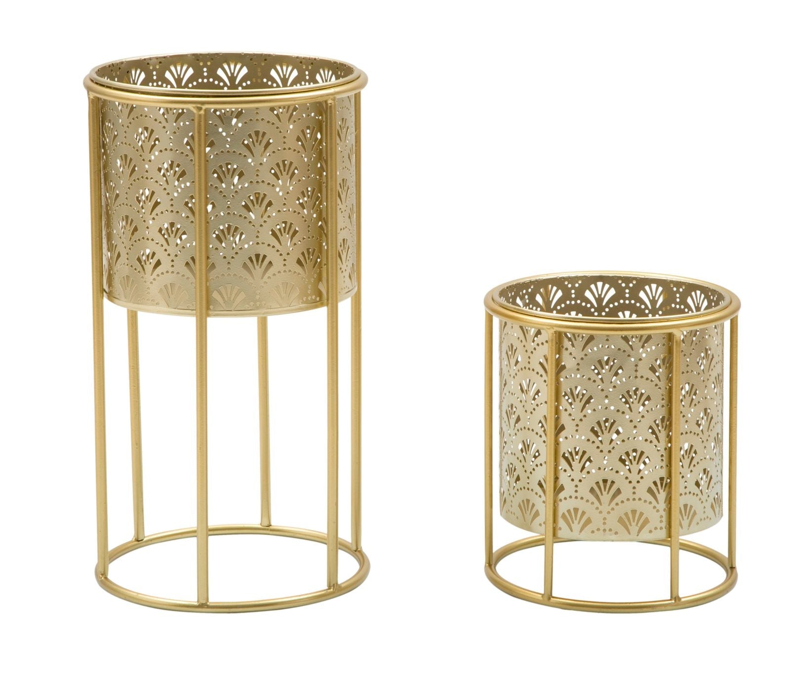 Blumenständer Golvy Gold 2er Set A – Pflanzenständer Deko