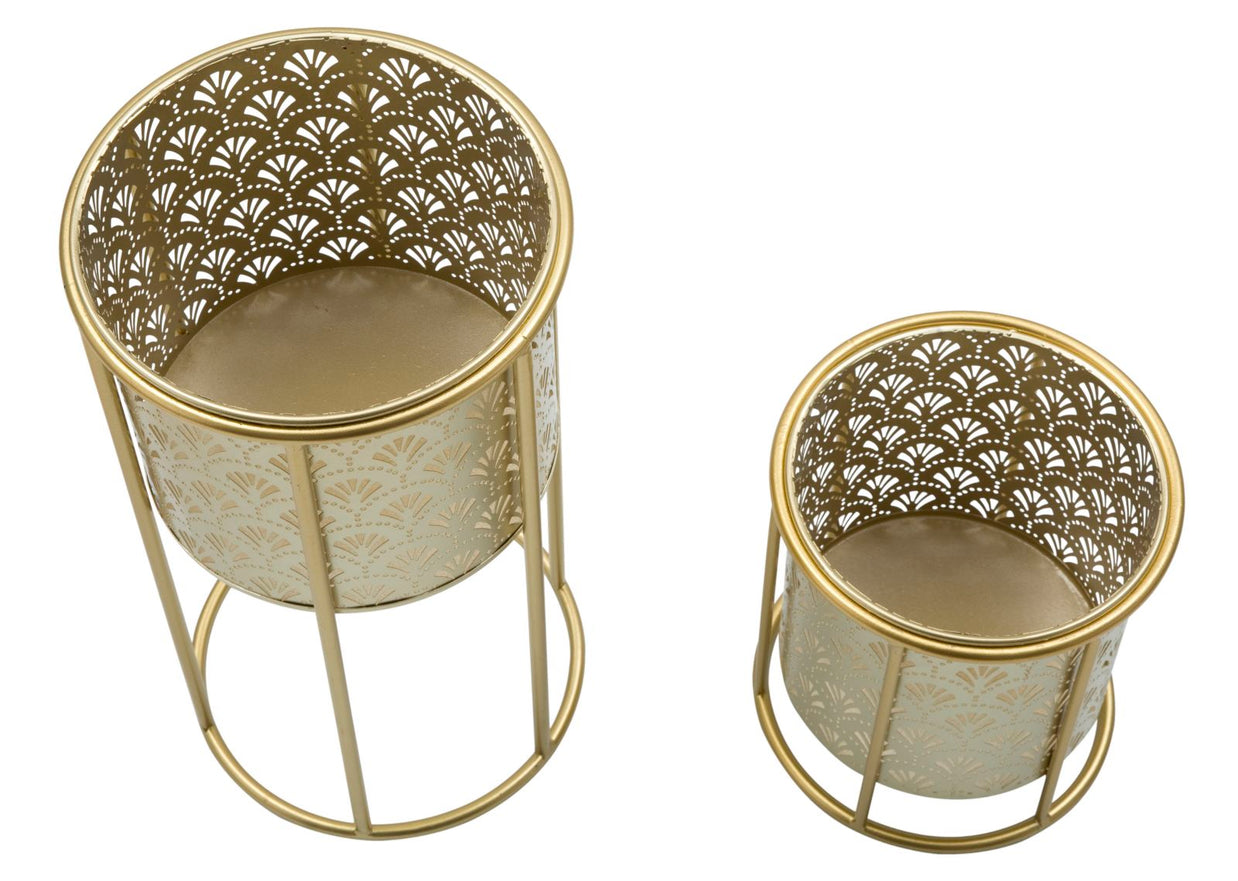 Blumenständer Golvy Gold 2er Set A – Pflanzenständer Deko
