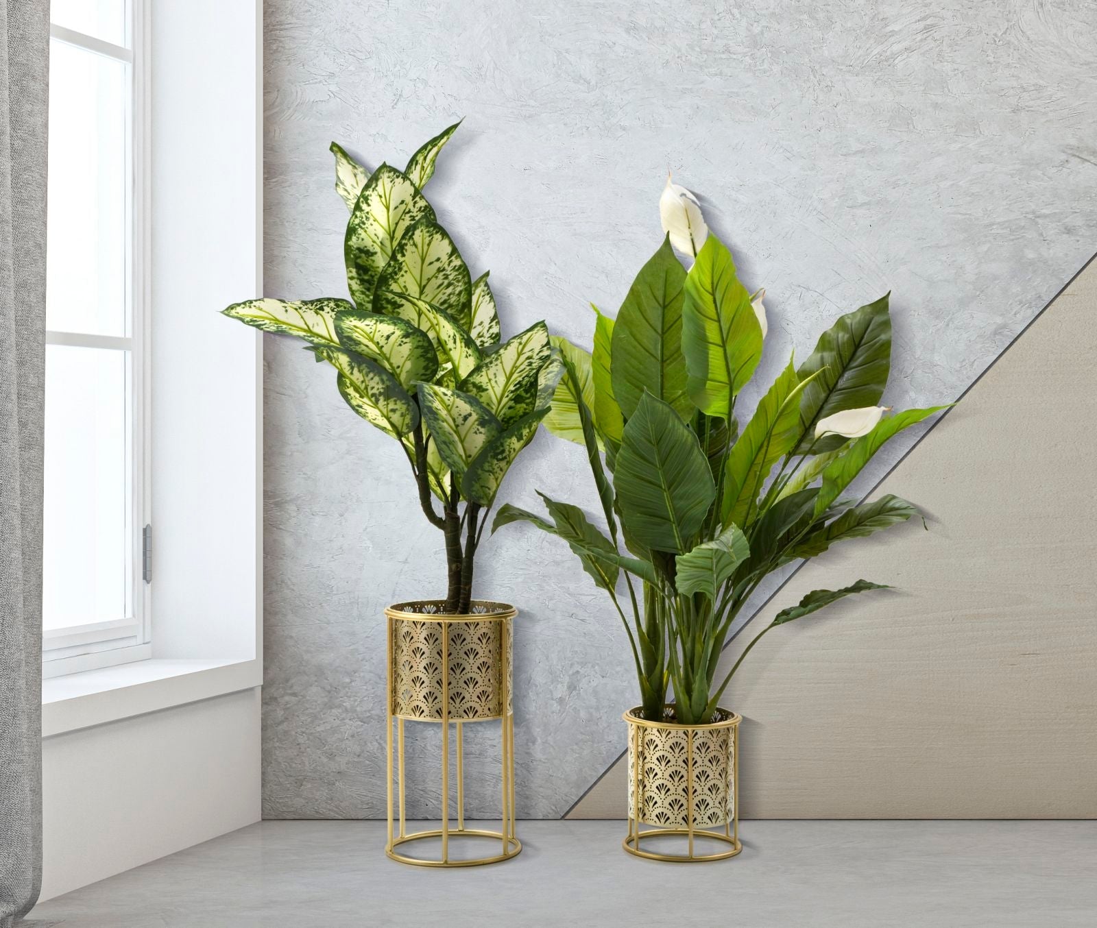 Blumenständer Golvy Gold 2er Set A – Pflanzenständer Deko