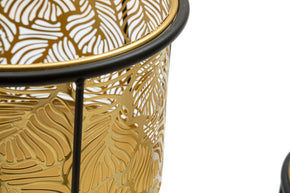 Blumenständer Leavy Gold Schwarz 2er Set – Pflanzenständer Deko