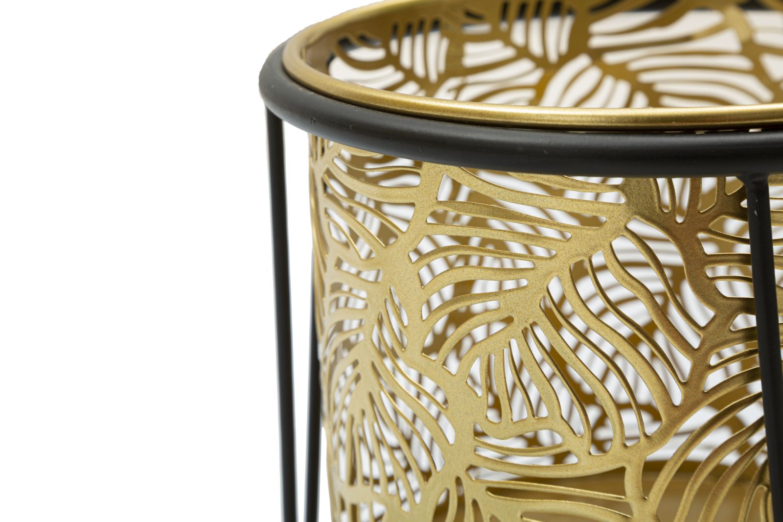 Blumenständer Leavy Gold Schwarz 2er Set – Pflanzenständer Deko