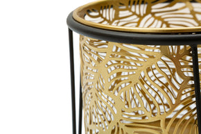 Blumenständer Leavy Gold Schwarz 2er Set – Pflanzenständer Deko