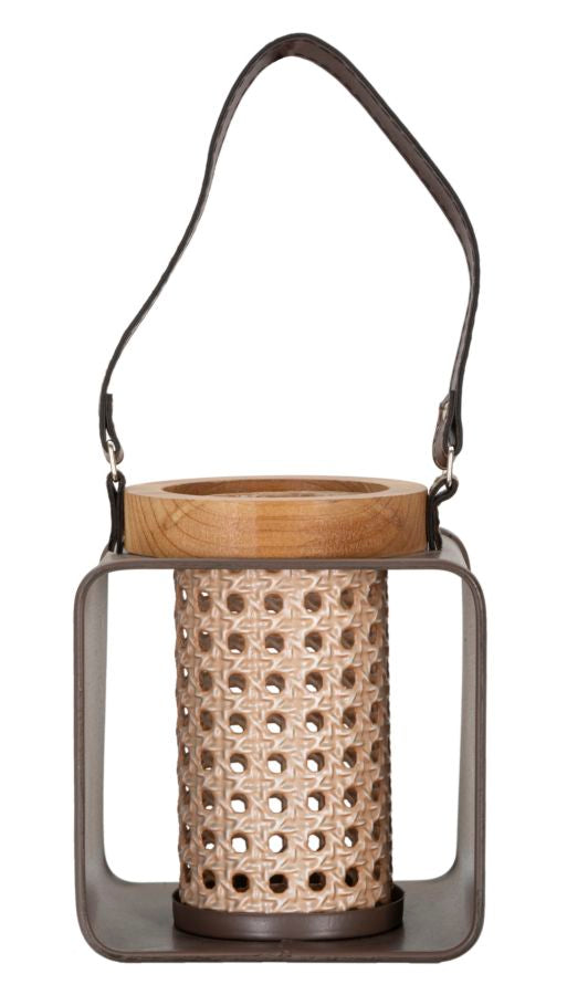 Windlicht Rattan Holz Vintage – Teelichthalter Deko