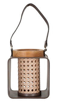 Windlicht Rattan Holz Vintage – Teelichthalter Deko