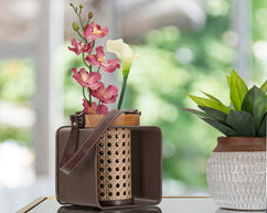 Windlicht Rattan Holz Vintage – Teelichthalter Deko