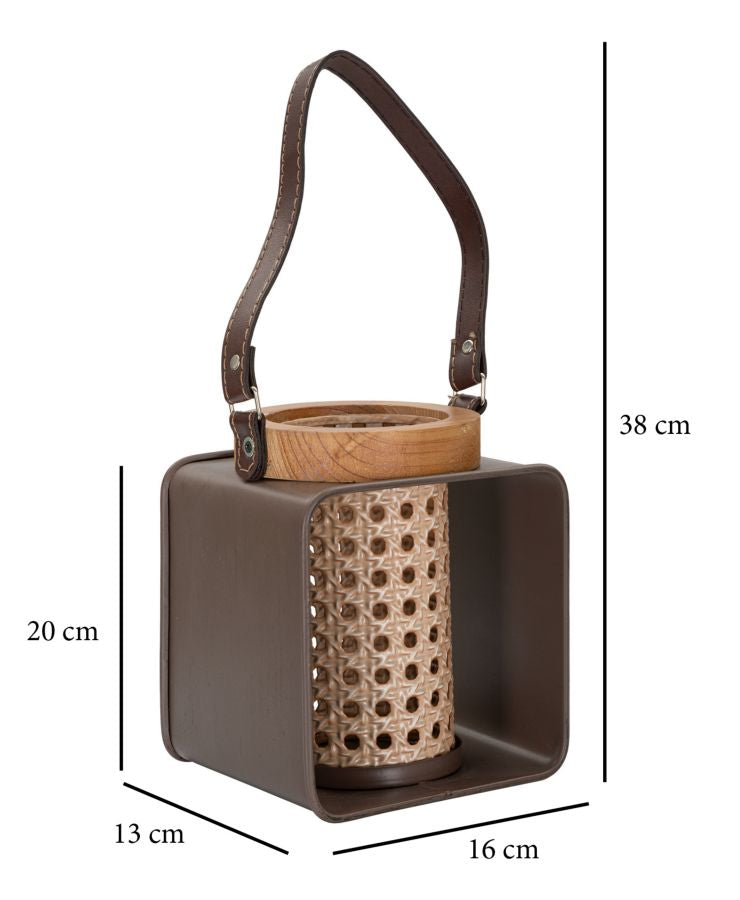 Windlicht Rattan Holz Vintage – Teelichthalter Deko