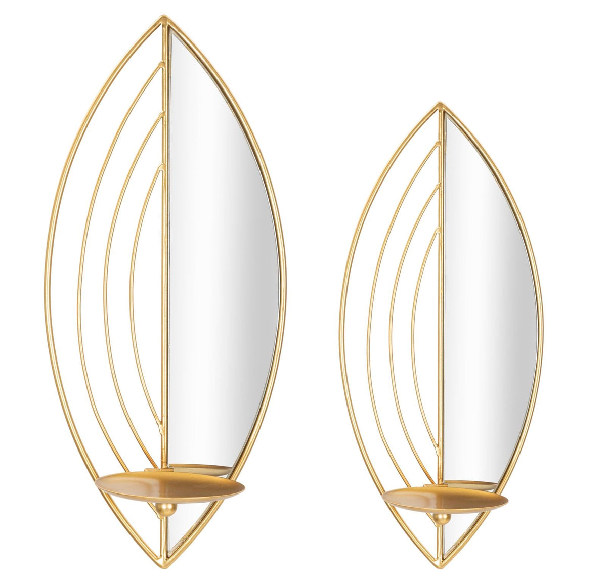 Wandkerzenhalter Blatt Gold 2er Set – Kerzenhalter Wand