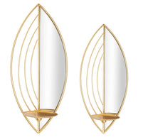 Wandkerzenhalter Blatt Gold 2er Set – Kerzenhalter Wand