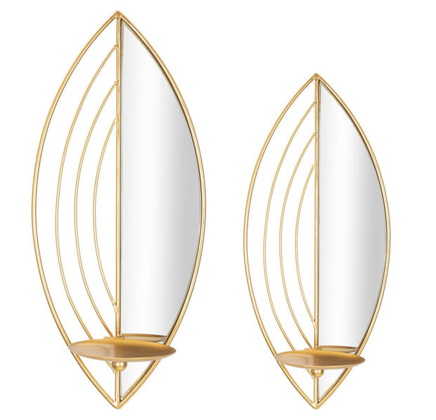 Wandkerzenhalter Blatt Gold 2er Set – Kerzenhalter Wand