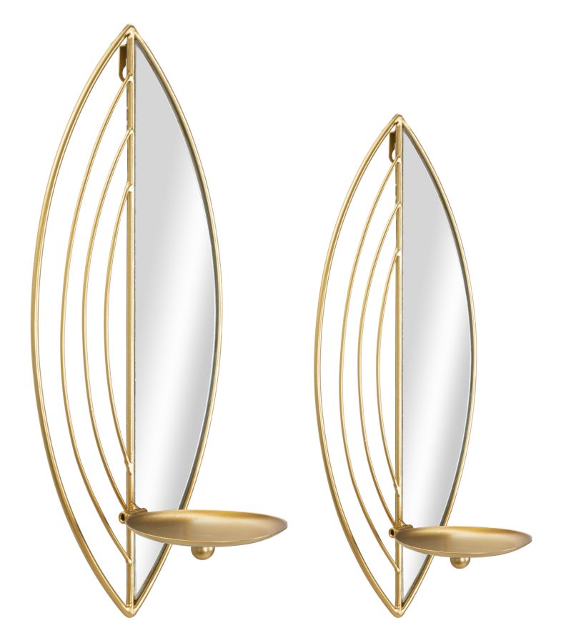 Wandkerzenhalter Blatt Gold 2er Set – Kerzenhalter Wand