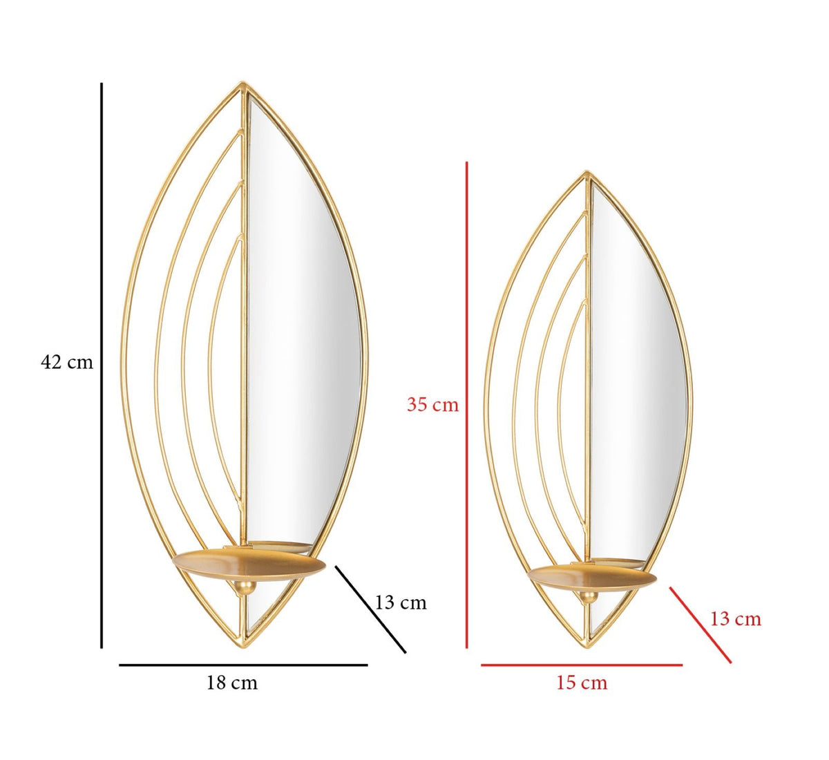 Wandkerzenhalter Blatt Gold 2er Set – Kerzenhalter Wand