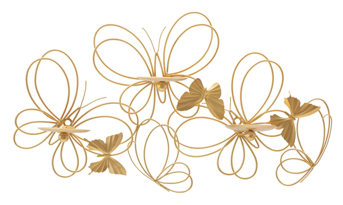 Wandkerzenhalter Schmetterling Gold 34 cm – Kerzenhalter