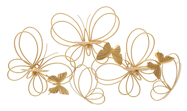 Wandkerzenhalter Schmetterling Gold 34 cm – Kerzenhalter