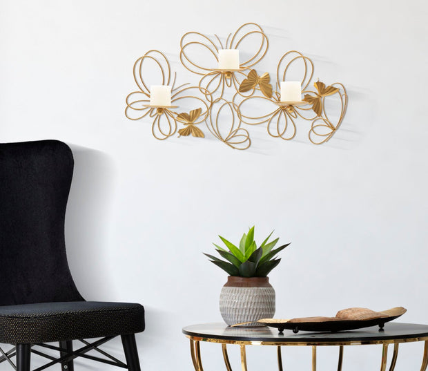 Wandkerzenhalter Schmetterling Gold 34 cm – Kerzenhalter