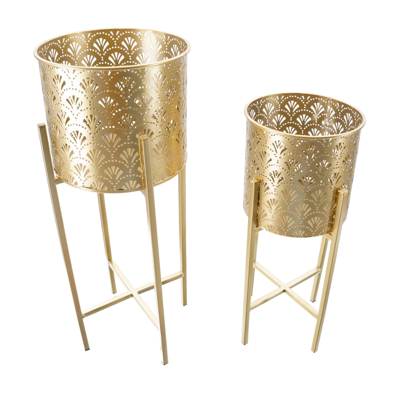 Blumenständer Golvy Gold 2er Set B Hoch – Pflanzenständer Deko
