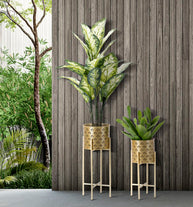 Blumenständer Golvy Gold 2er Set B Hoch – Pflanzenständer Deko