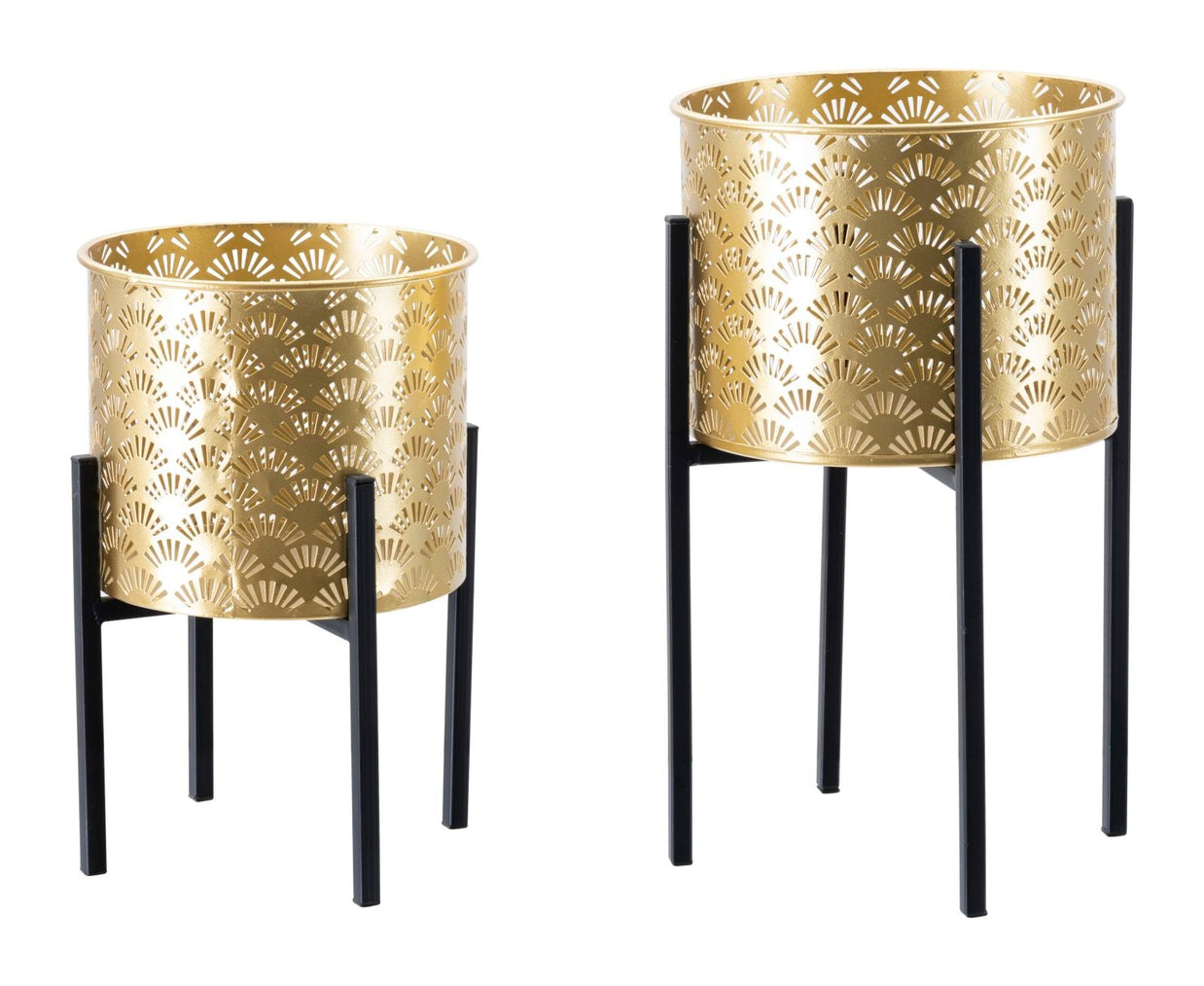 Blumenständer Glissy Gold Schwarz 2er Set – Pflanzenständer Deko