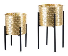 Blumenständer Glissy Gold Schwarz 2er Set – Pflanzenständer Deko