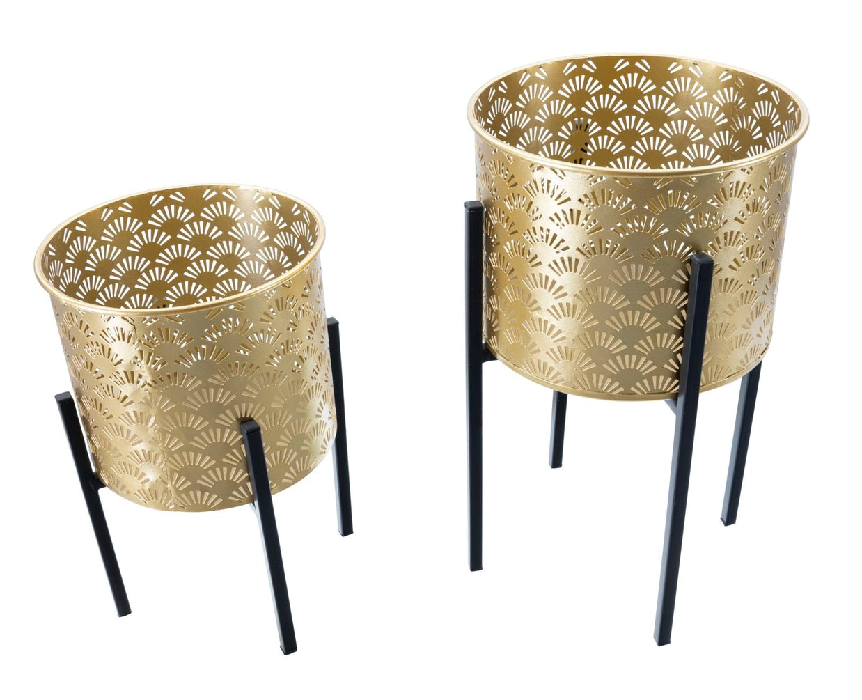 Blumenständer Glissy Gold Schwarz 2er Set – Pflanzenständer Deko