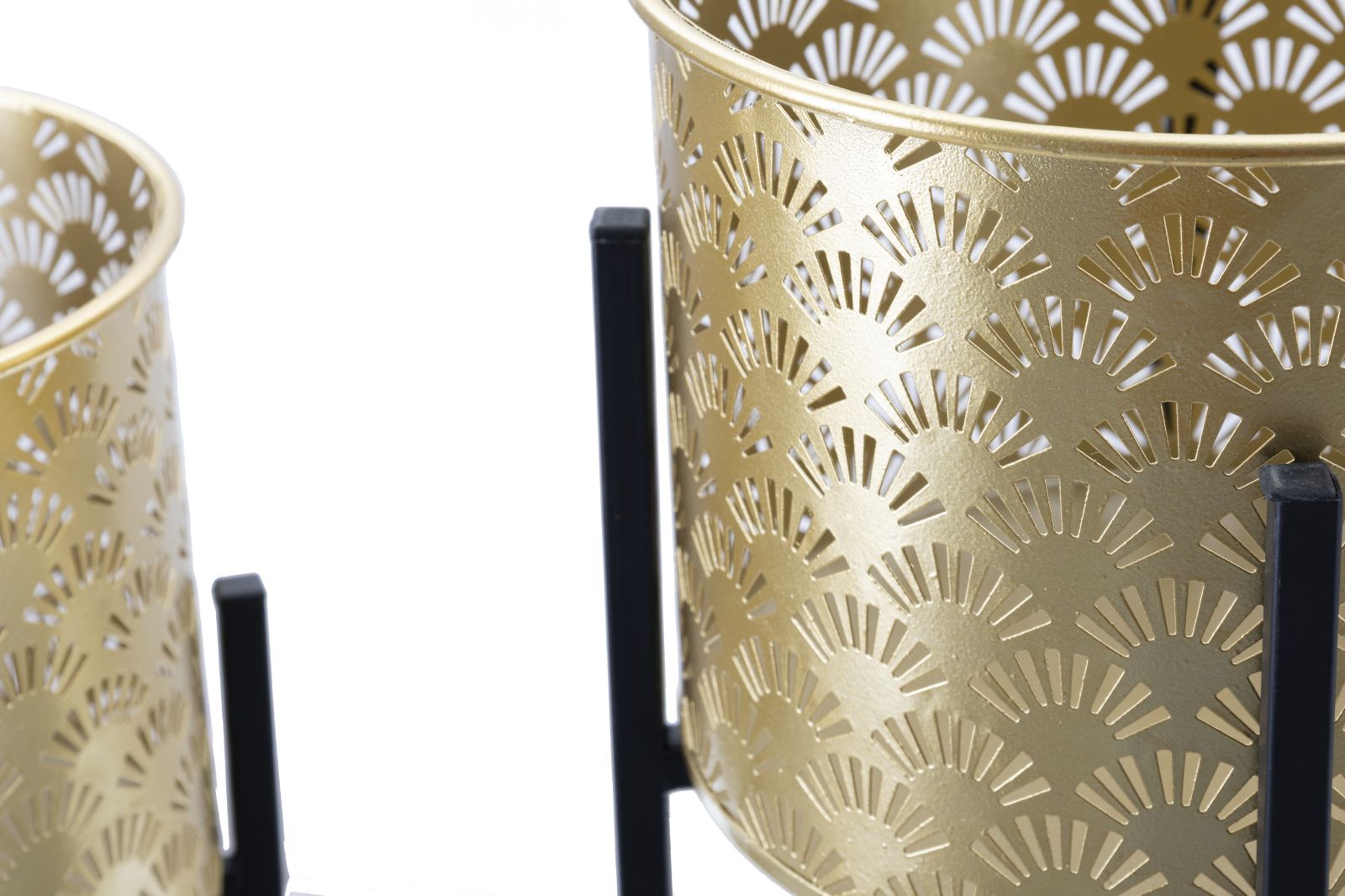 Blumenständer Glissy Gold Schwarz 2er Set – Pflanzenständer Deko