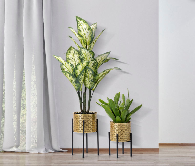Blumenständer Glissy Gold Schwarz 2er Set – Pflanzenständer Deko