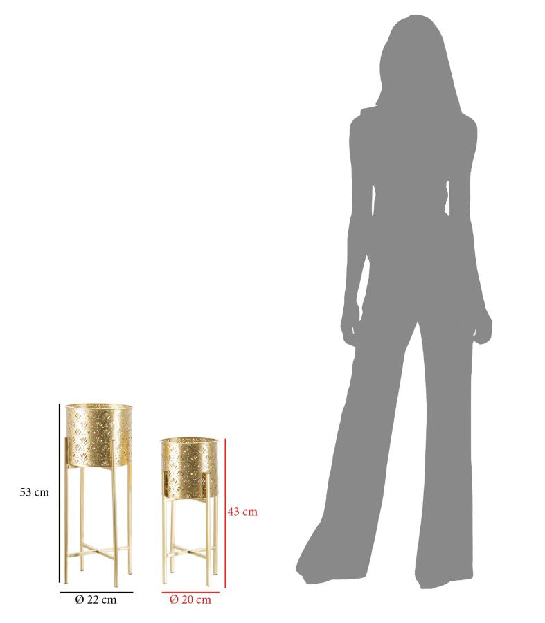 Blumenständer Golvy Gold 2er Set B Hoch – Pflanzenständer Deko