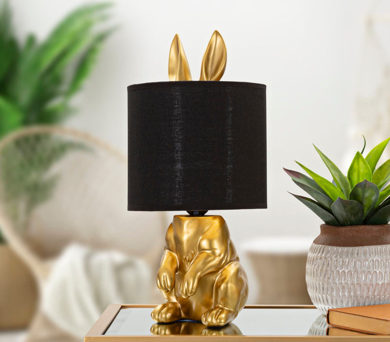 Tischlampe Hase Gold Schwarz 43 cm – Tischleuchte