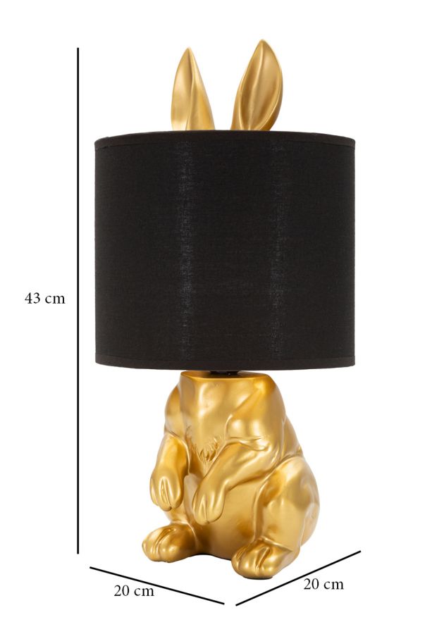 Tischlampe Hase Gold Schwarz 43 cm – Tischleuchte