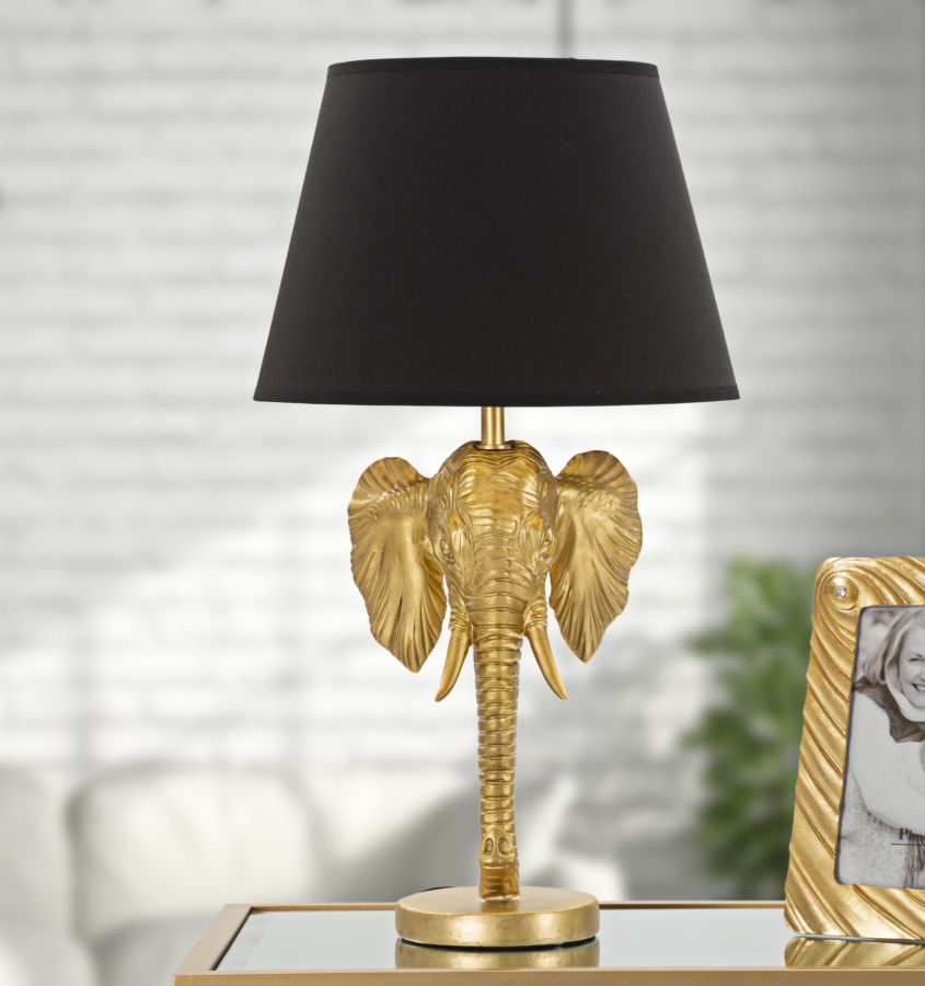 Tischlampe Elefant Gold Schwarz 59 cm – Tischleuchte