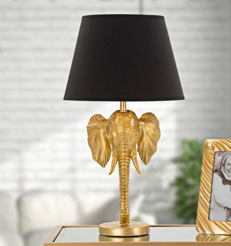 Tischlampe Elefant Gold Schwarz 59 cm – Tischleuchte