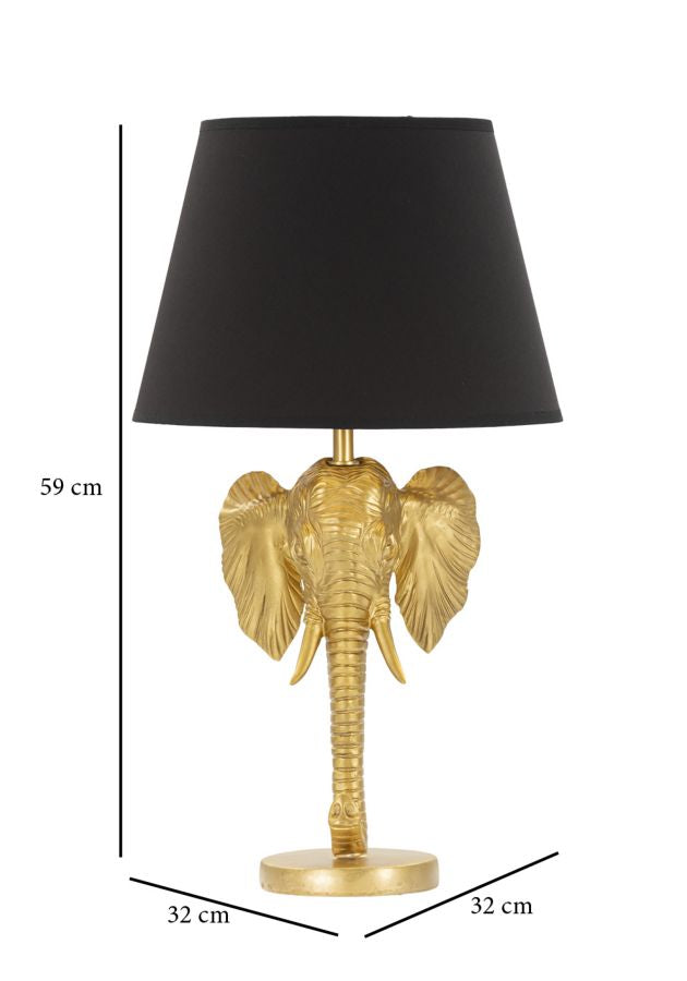 Tischlampe Elefant Gold Schwarz 59 cm – Tischleuchte