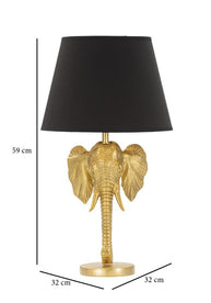 Tischlampe Elefant Gold Schwarz 59 cm – Tischleuchte