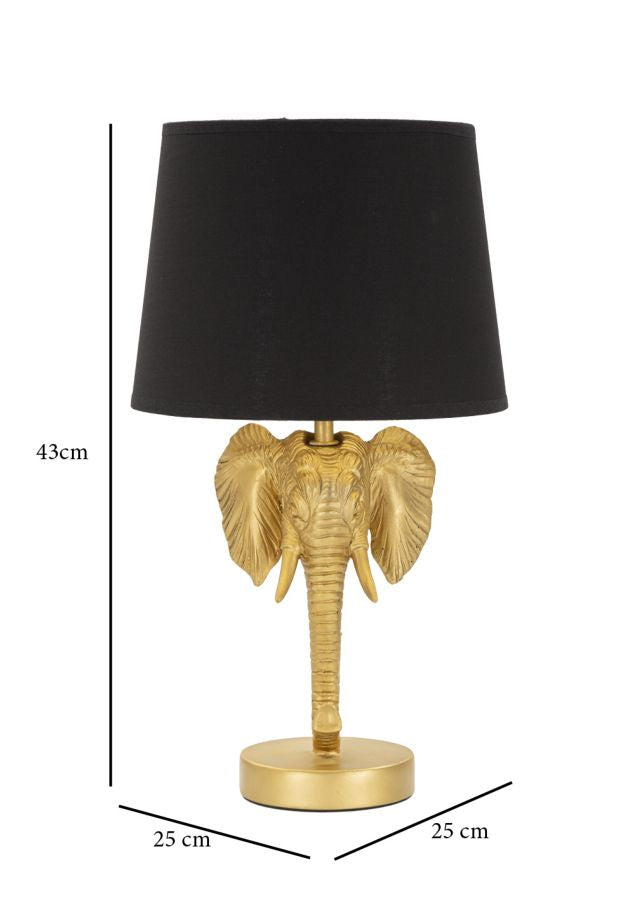 Tischlampe Elefant Gold Schwarz 43 cm – Tischleuchte