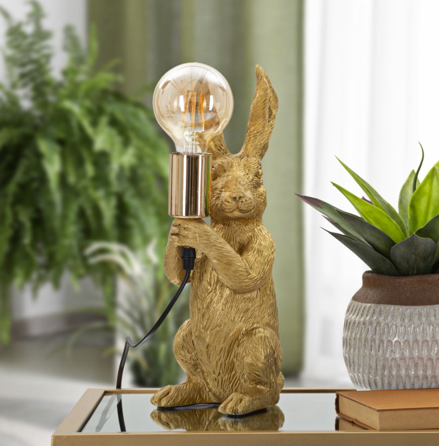 Tischlampe Hase Gold 35,5 cm – Tischleuchte