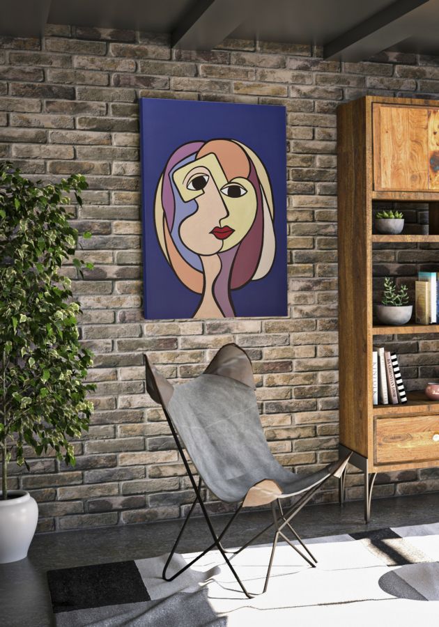 Wandbild Kubistisch Bunt 80×120 cm A – Leinwandbild Deko