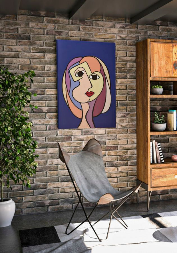 Wandbild Kubistisch Bunt 80×120 cm A – Leinwandbild Deko