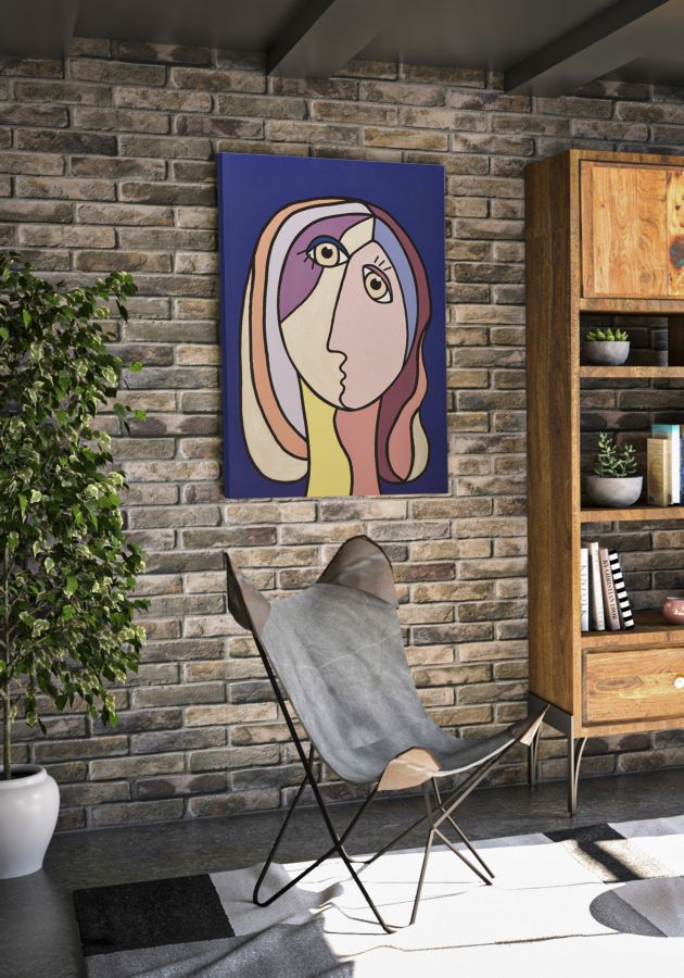 Wandbild Kubistisch Bunt 80×120 cm B – Leinwandbild Deko
