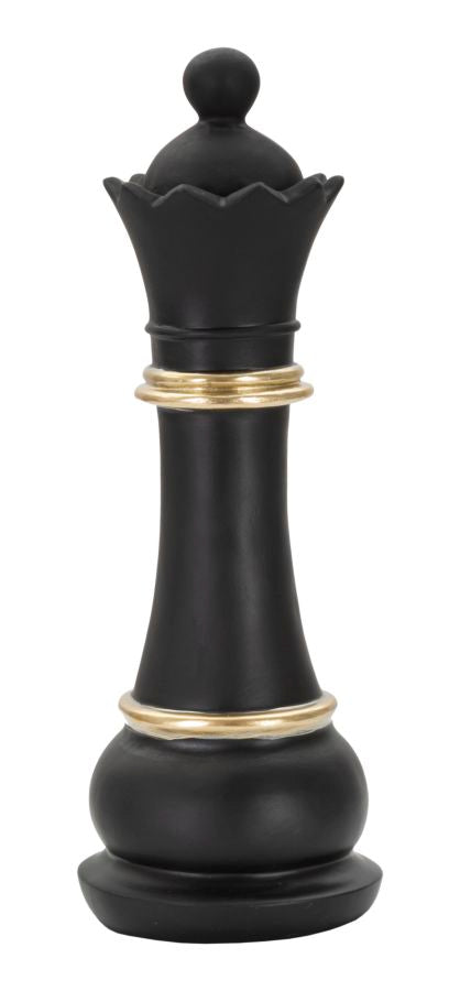 Schachfigur Dame Schwarz Gold 25,5 cm – Schach Deko