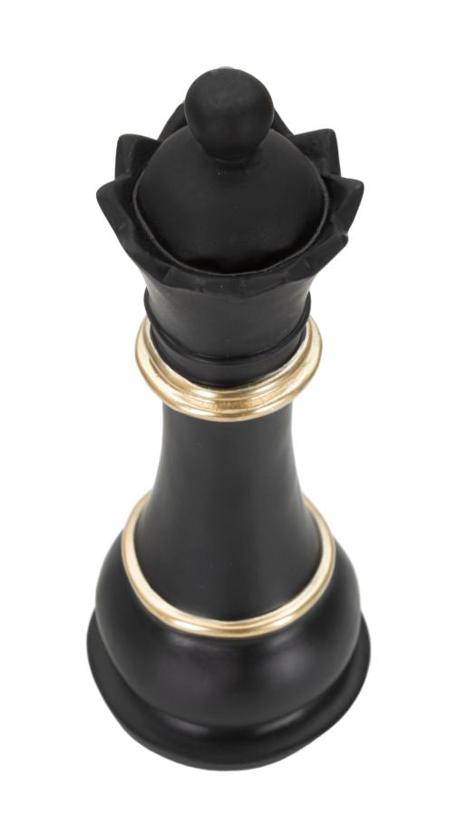 Schachfigur Dame Schwarz Gold 25,5 cm – Schach Deko