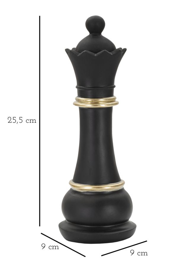 Schachfigur Dame Schwarz Gold 25,5 cm – Schach Deko