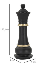 Schachfigur Dame Schwarz Gold 25,5 cm – Schach Deko