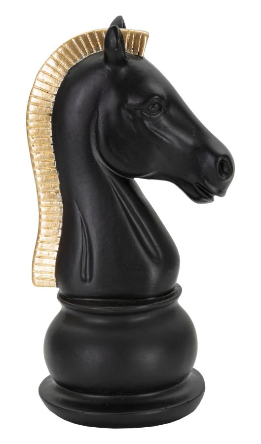 Schachfigur Springer Schwarz Gold 19 cm – Schach Deko