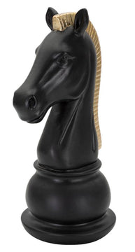 Schachfigur Springer Schwarz Gold 19 cm – Schach Deko