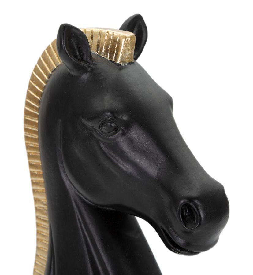 Schachfigur Springer Schwarz Gold 19 cm – Schach Deko