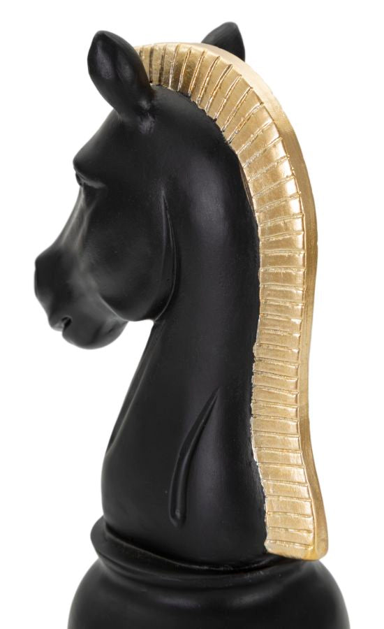 Schachfigur Springer Schwarz Gold 19 cm – Schach Deko